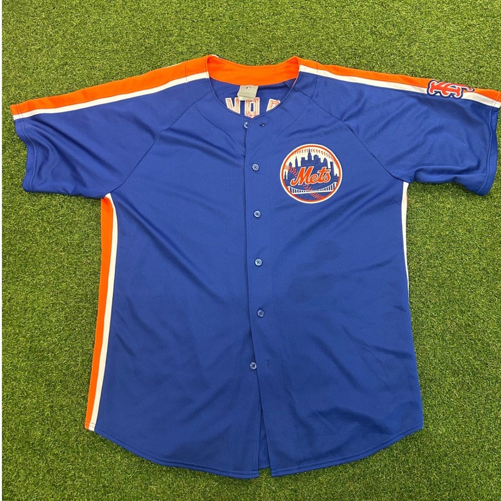 MLB Genuine Merchandise New York Mets Baseball Jersey Blue Orange Mens XL